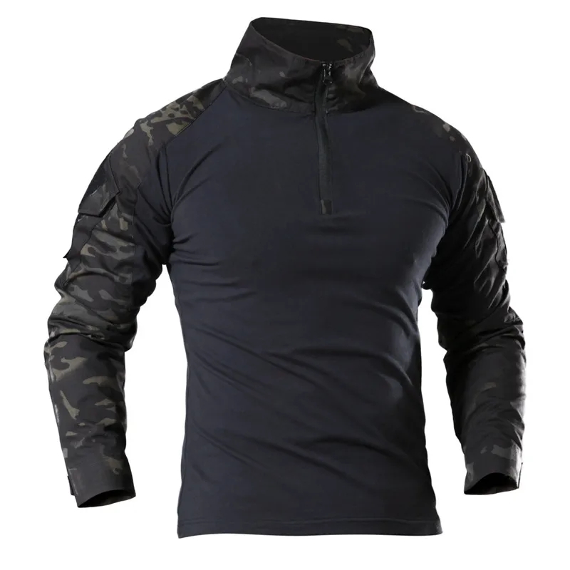 Outdoor Hunting T Shirts - เสื้อยืดเดินป่ากลางแจ้งแบบยุทธวิธีสำหรับผู้ชาย เสื้อทหารลายพราง CP แขนยาว เสื้อสำหรับล่าสัตว์ ปีนเขา