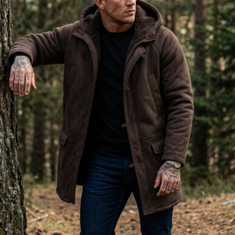 Outdoor Hunting Coat - เสื้อแจ็คเก็ตฤดูหนาวบุขนเทียมมีฮู้ดสำหรับผู้ชายแบบใหม่ | เสื้อโค้ทกันลมผ้าฟลีซสำหรับกิจกรรมกลางแจ้ง อุ่นสบาย เหมาะสำหรับการล่าสัตว์ เดินป่า