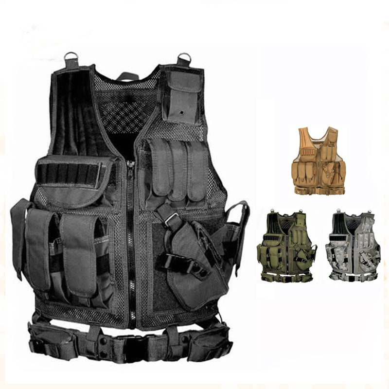 Outdoor Hunting Coat - เสื้อกั๊กยุทธวิธีแบบปรับได้ Molle เสื้อเกราะป้องกันตัวสำหรับการรบ รปภ. ล่าสัตว์ กองทัพ
