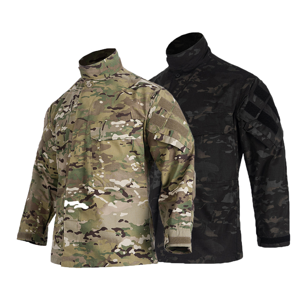 Outdoor Hunting Coat - เสื้อโค้ทกันลมแขนยาวลายพรางสำหรับผู้ชายชุดฝึกต่อสู้ยุทธวิธีล่าสัตว์ตั้งแคมป์