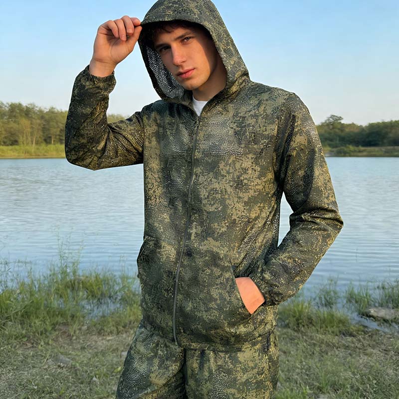 Outdoor Hunting Coat - ชุดฮู้ดดี้แบบยุทธวิธี ลายพรางตาข่าย สำหรับเดินป่า ล่าสัตว์ เสื้อผ้ากลางแจ้งทันสมัย แจ็คเก็ตพรางตัว