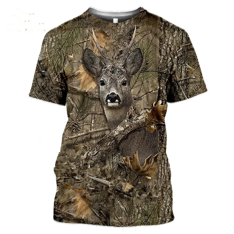 Wildman Hunting & Outdoor Nelspruit - 2026 ลายพรางล่าสัตว์หมูป่า 3d เสื้อยืดฤดูร้อนลำลองชายเสื้อยืดแฟชั่นสตรีทผู้หญิงเสื้อแขนสั้น