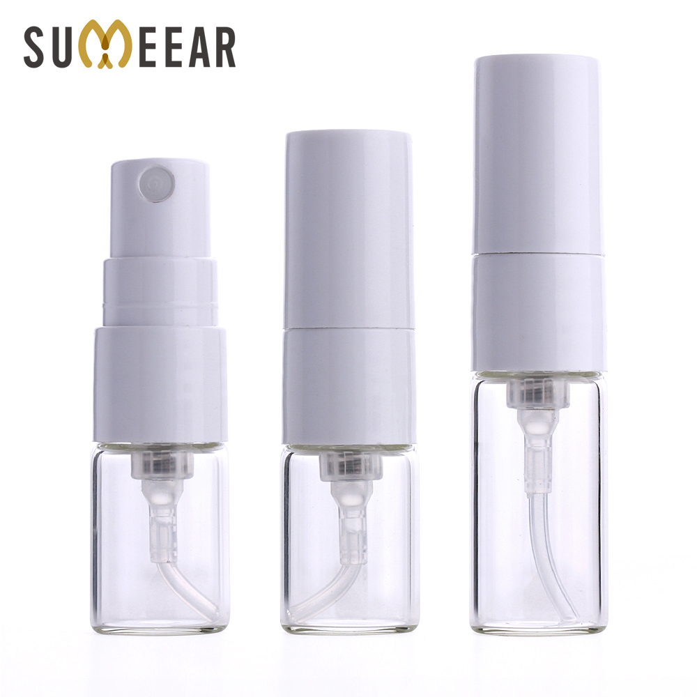 Scent Eliminator Spray - 100 ชิ้น/ล็อต 1ml 2ml มินิขวดน้ําหอมสีขาวสเปรย์เติมขวดคอนเทนเนอร์เครื่องสําอางน้ําหอมแบบพกพา Atomizer