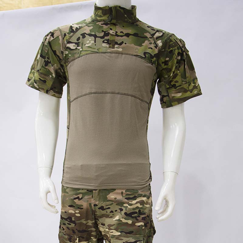Outdoor Hunting T Shirts - AUKU เสื้อยืดสำหรับล่าสัตว์ของผู้ชาย กางเกงขาสั้น เสื้อคอมแบทแบบซิป 1/4 เสื้อสำหรับกิจกรรมกลางแจ้ง